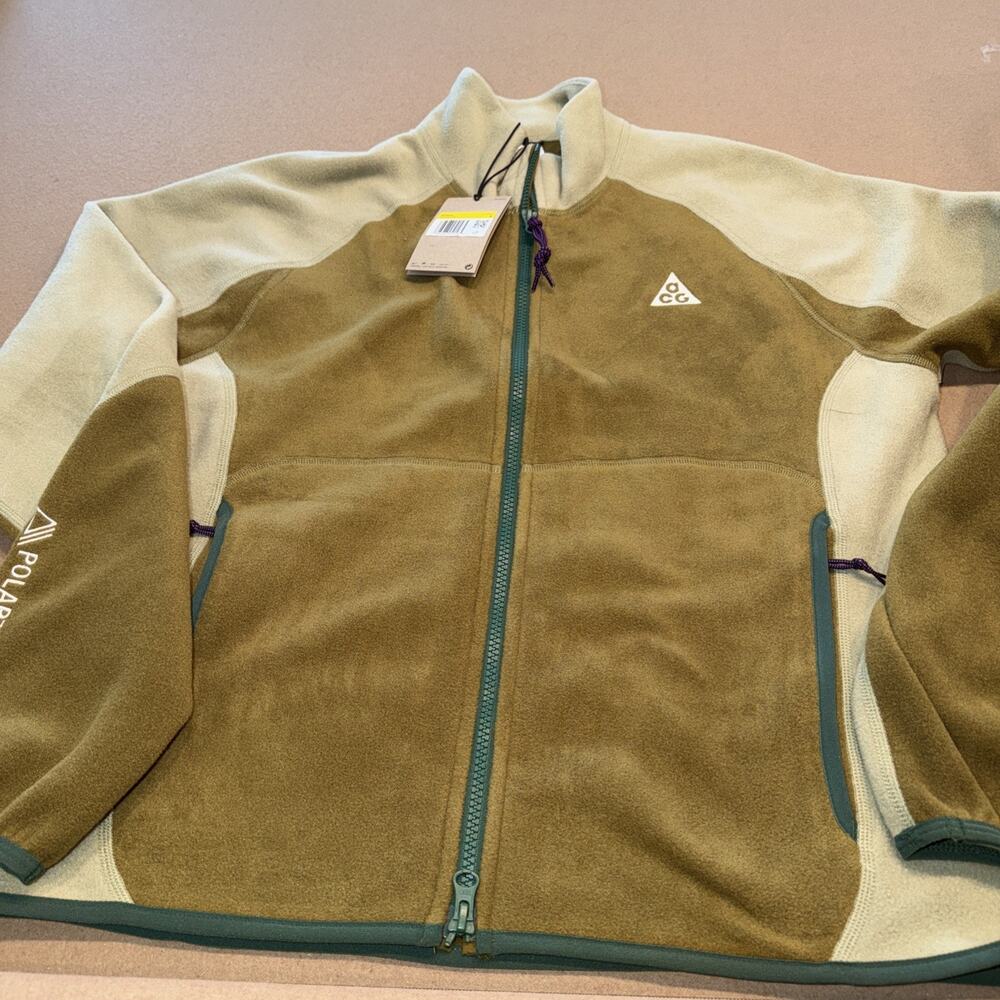 Nike ACG Wolf Tree Full-Zip Jacket Fleece Small Olive Green IF0964-368 NWT